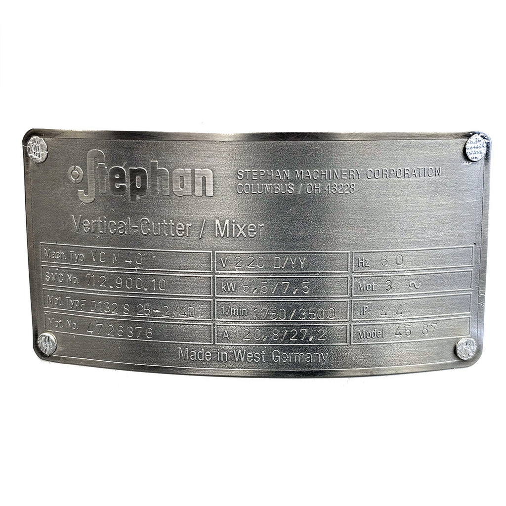 JPM Refurbished Stephan VCM 40 + FREE Stainless Dough Blade - 71290010